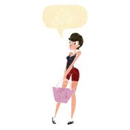 cartoon attractive woman shopping with speech bubble N2