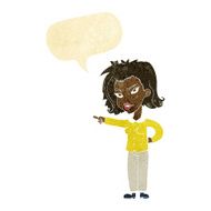 cartoon woman pointing with speech bubble N16