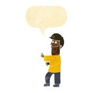 cartoon man gesturing with speech bubble