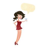 cartoon woman at party with speech bubble N4