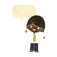 cartoon school boy answering question with speech bubble N5