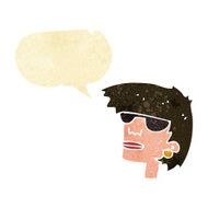 cartoon female face with glasses speech bubble N2