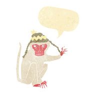cartoon monkey wearing hat with speech bubble N2