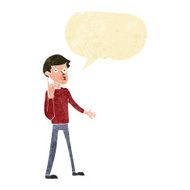 cartoon man asking question with speech bubble N9