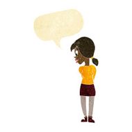 cartoon pretty girl with speech bubble N8