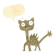 cartoon scared cat with speech bubble