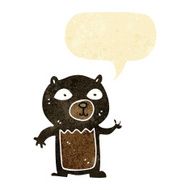 cartoon waving black bear cub with speech bubble N4