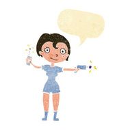 cartoon future space girl with speech bubble N2