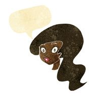 cartoon pretty female face with speech bubble N11