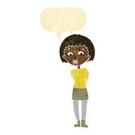 cartoon surprised woman with speech bubble N23