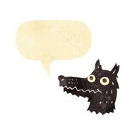 cartoon wolf head with speech bubble N4