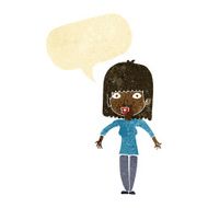 cartoon woman shrugging with speech bubble N6