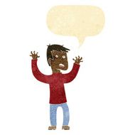 cartoon terrified man with speech bubble N19