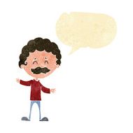 cartoon happy man with mustache speech bubble N2