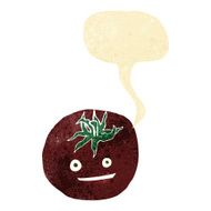 cartoon tomato with speech bubble N4