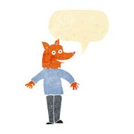 cartoon happy fox man with speech bubble N3