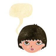 cartoon girl staring with speech bubble N2