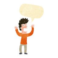 cartoon terrified man with speech bubble N20