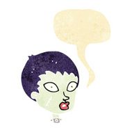 cartoon female zombie head with speech bubble N2