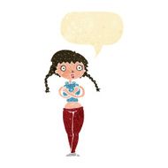 cartoon offended woman covering herself with speech bubble N2