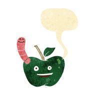 cartoon apple with worm speech bubble N5