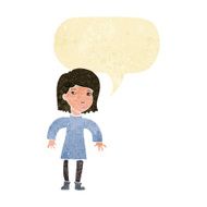 cartoon cautious woman with speech bubble N2