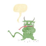 cartoon little demon with speech bubble N4