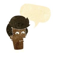 cartoon man narrowing eyes with speech bubble N7