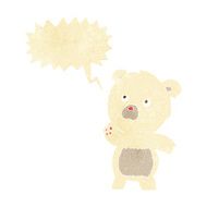 cartoon curious polar bear with speech bubble