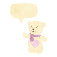 cartoon white teddy bear with love heart speech bubble N2