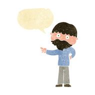 cartoon bearded man pointing with speech bubble N2