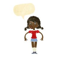 cartoon pretty girl with speech bubble N9