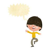 cartoon happy boy dancing with speech bubble N2
