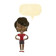 cartoon woman with hands on hips speech bubble N19