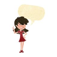 cartoon girl making point with speech bubble N2