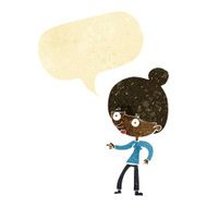 cartoon woman pointing with speech bubble N17
