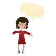 cartoon nervous woman with speech bubble N4
