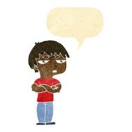cartoon annoyed boy with speech bubble N6