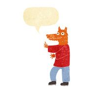 cartoon funny fox man with speech bubble