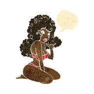 cartoon pin up girl with speech bubble
