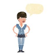 cartoon woman with hands on hips speech bubble N20