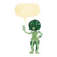 cartoon female astronaut with speech bubble N6