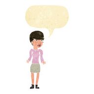 cartoon confused woman with speech bubble N10