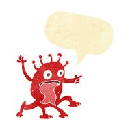 cartoon weird little alien with speech bubble N2