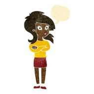 cartoon woman with folded arms speech bubble N3