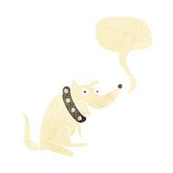 cartoon happy dog in big collar with speech bubble N2