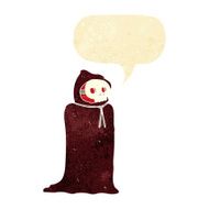 cartoon spooky halloween costume with speech bubble N2