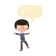 cartoon startled boy with speech bubble N5