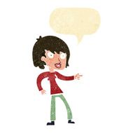 cartoon woman pointing with speech bubble N18