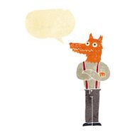 cartoon funny fox with speech bubble